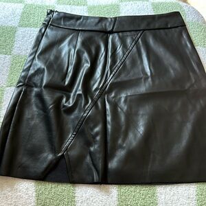 Black fo-leather mini skirt